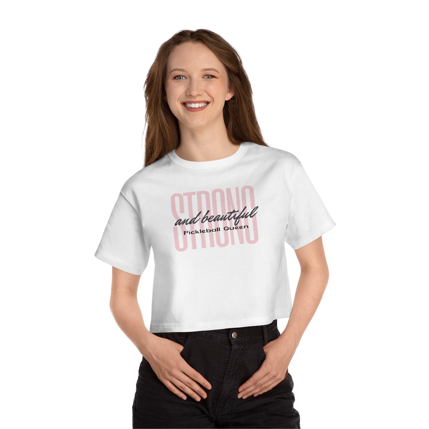 Strong and Beautiful Pickle Ball Queen Champion Cropped T-Shirt